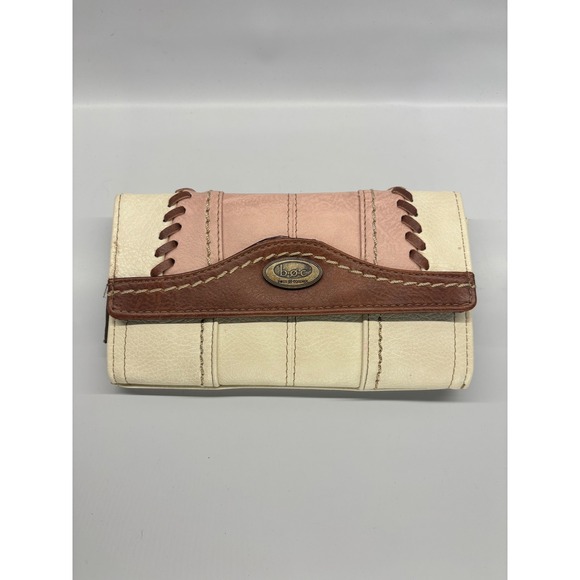 b.o.c. Born Concept Handbags - b.o.c. Born Concept Trifold Wallet Womens OS Cream Pink Brown Whipstitch